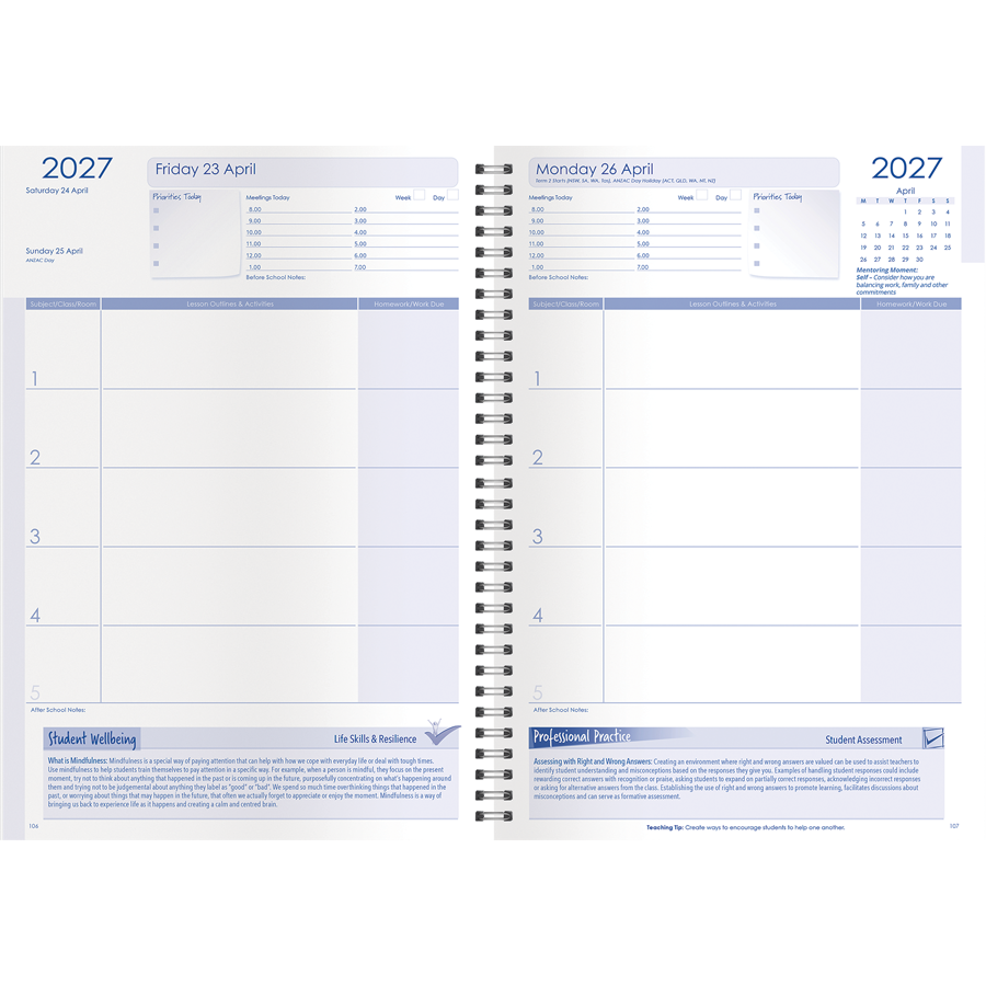 Secondary 4-Period Daily Strategy Planner 2027 - A4, Wiro Bound — Createl 2548 — image 2
