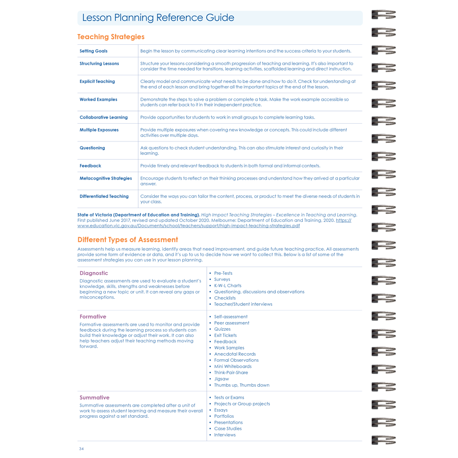 2577 Weekly Pre-Service Planner student teachers
