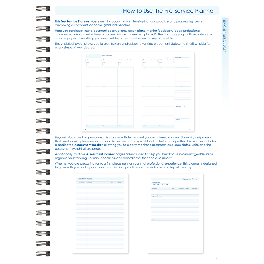 2577 Weekly Pre-Service Planner student teachers