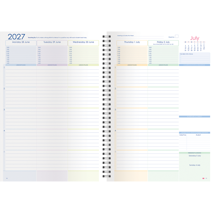 Secondary 4-Period Weekly Planner 2027 - A4, Wiro Bound — Createl 2590 — image 2