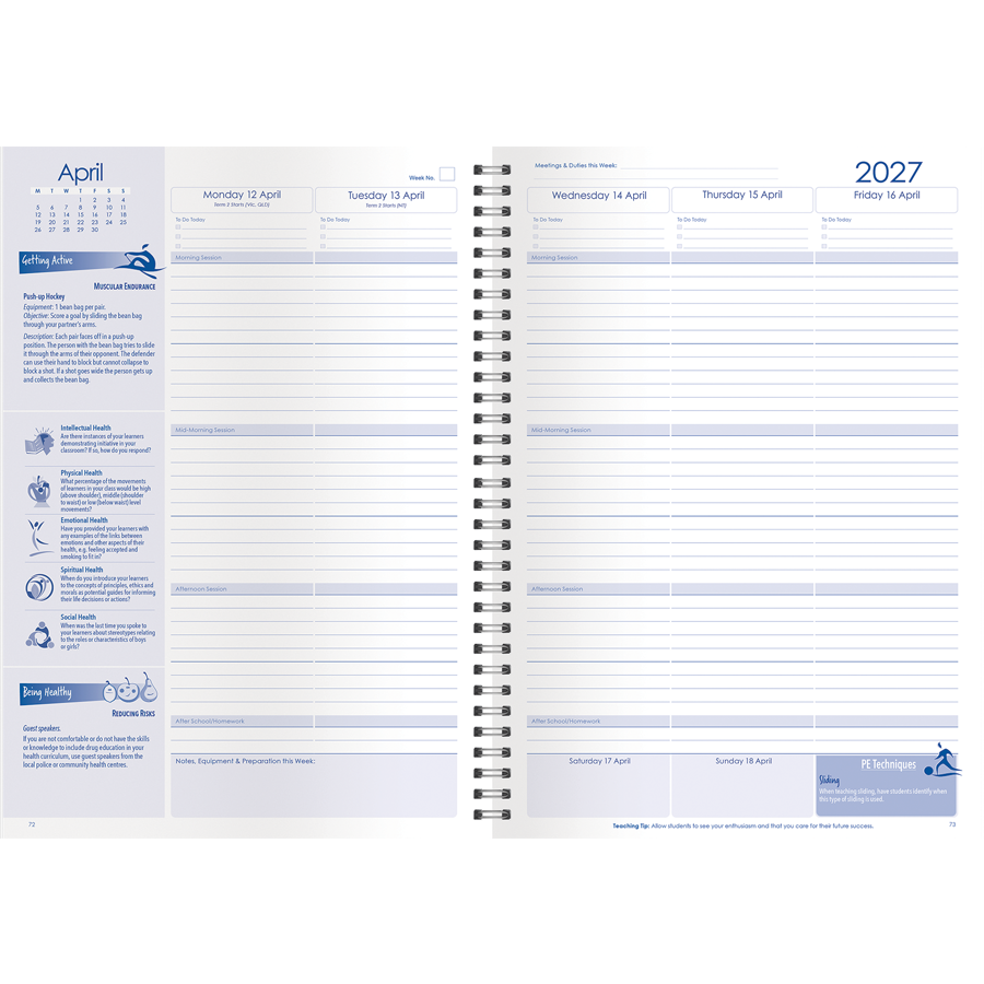 Primary & Secondary Physical Education Weekly Planner 2027 - A4, Wiro Bound — Createl 2593 — image 2
