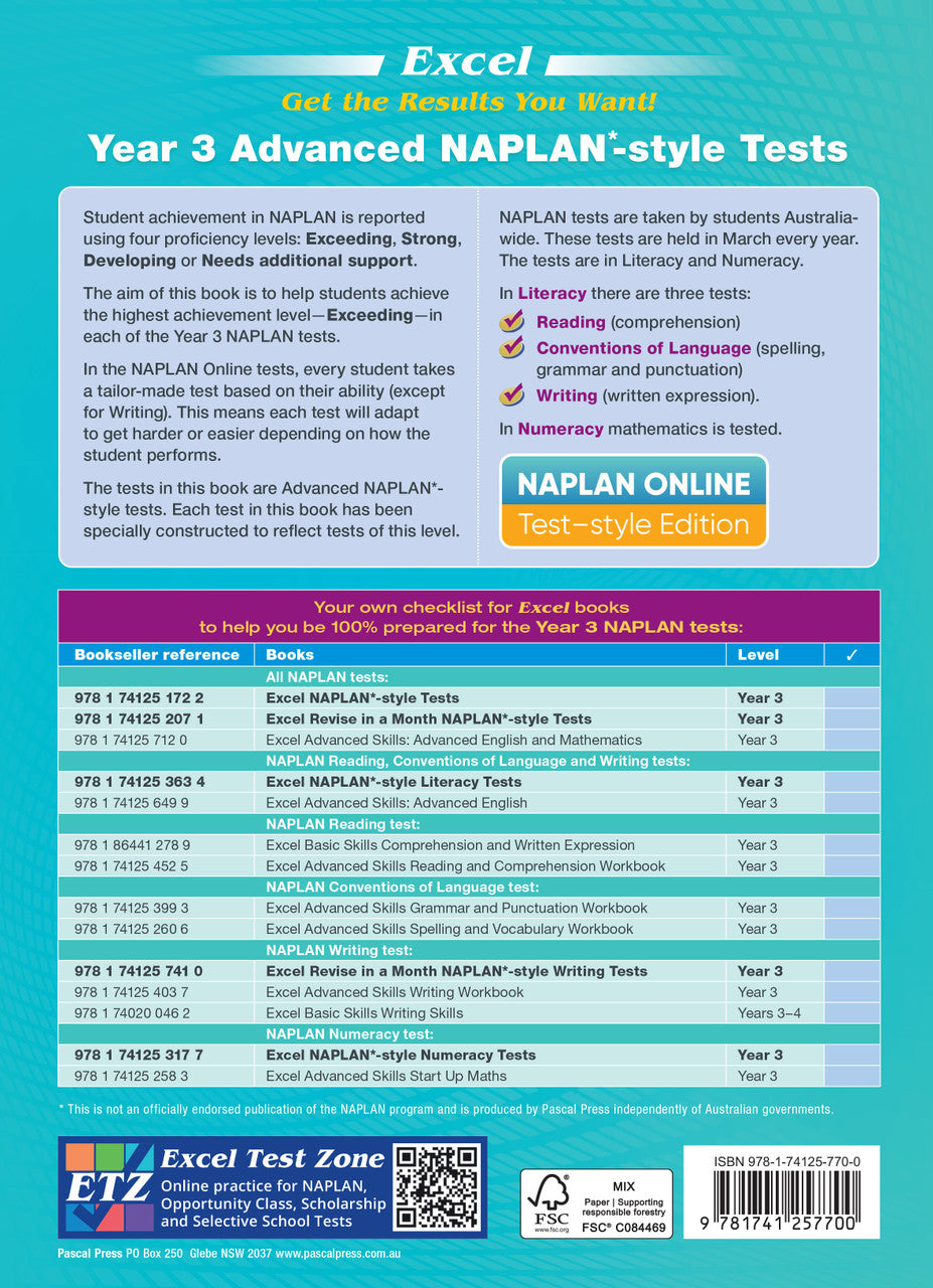 Excel Advanced NAPLAN*-style Tests Year 3 — inside page 14