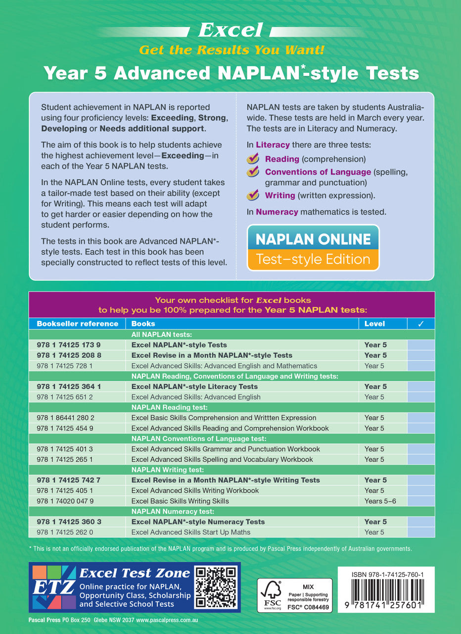 Excel Advanced NAPLAN*-style Tests Year 5 — inside page 14