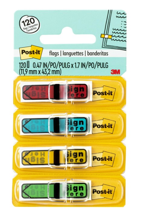 Post-it Flags 684-SH Sign - Here Bright Colours Pack of 4