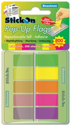 B-Tone Stick On Flags - B/tone Pop-up 45X12 200 Sht 5 Asst Pads