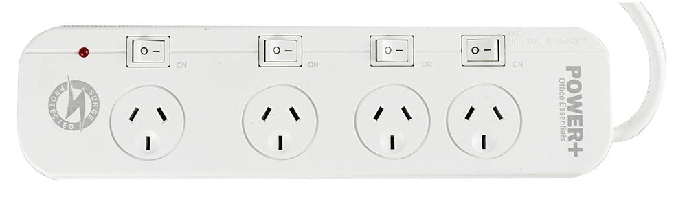 Italplast 4 Outlet Powerboard with Individual Switches and Overload Protection