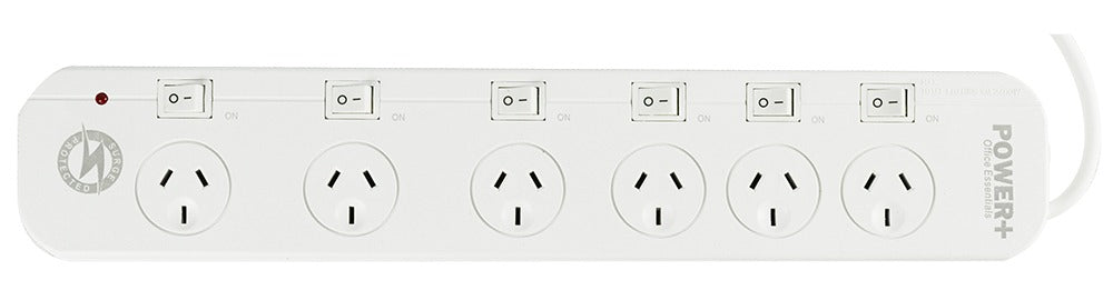 Italplast 6 Outlet Powerboard with Individual Switches and Overload Protection