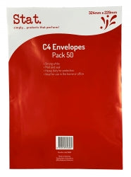 Stat Envelope C4 Strong - White Peel/seal Pack of 50