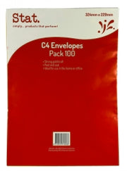 Stat Envelope C4 Kraft - Peel/seal Pack of 100