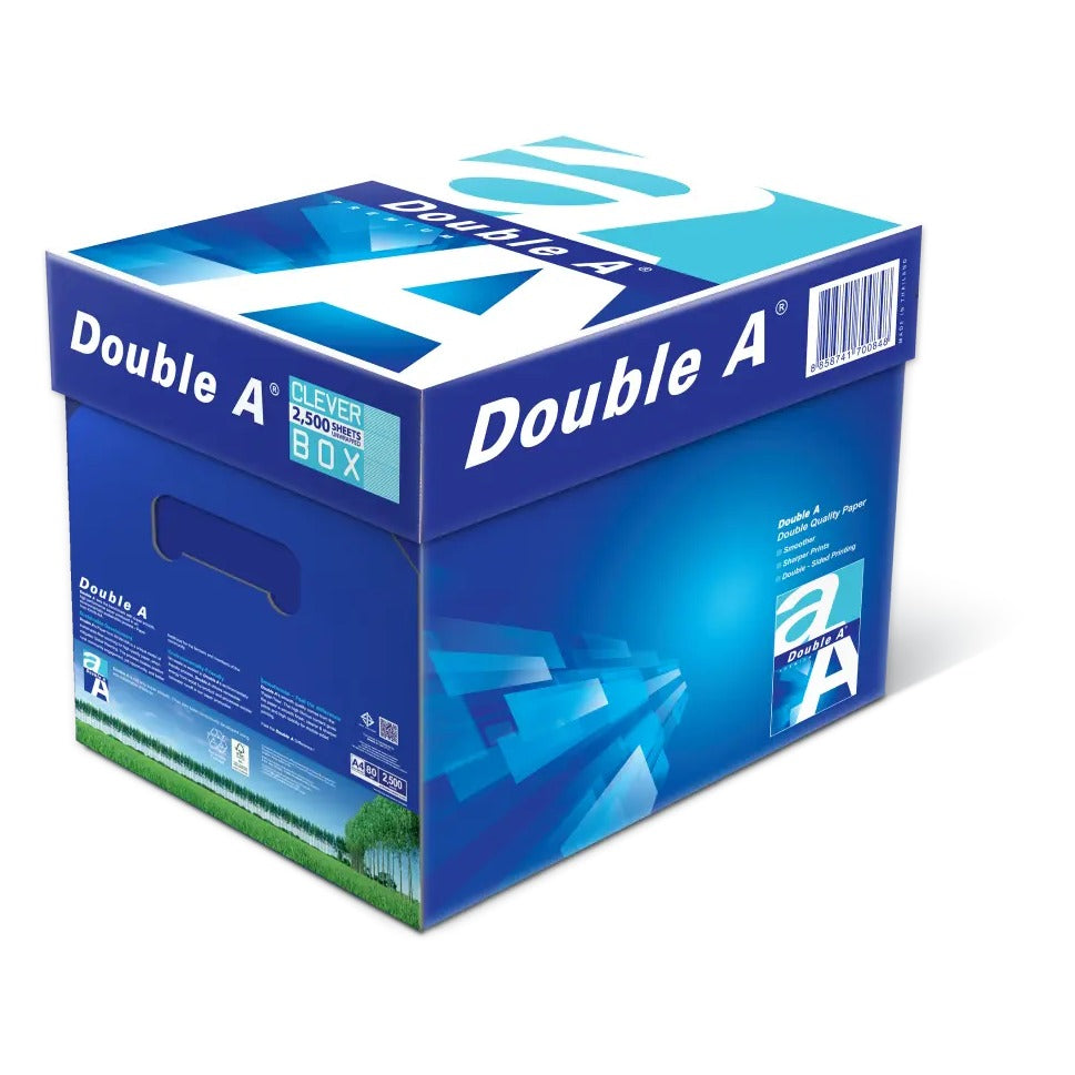 Double A Copy Paper (A4, 80gsm) - White, Cleverbox of 2500 Sheets