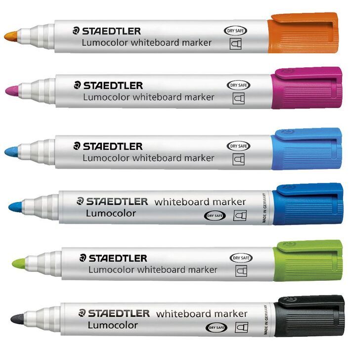 Staedtler Lumocolor 351 Whiteboard Markers - Bullet 2mm: Brights (Pack of 6)