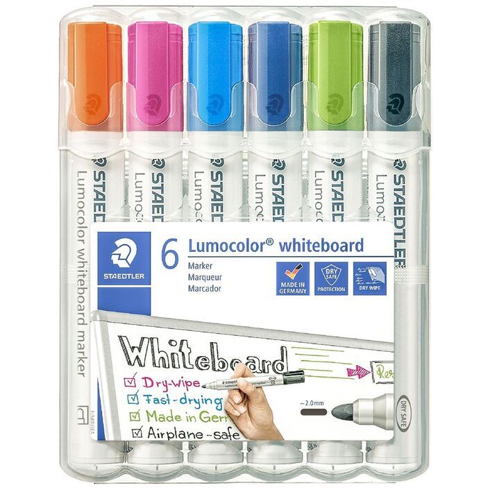 Staedtler Lumocolor 351 Whiteboard Markers - Bullet 2mm: Brights (Pack of 6)