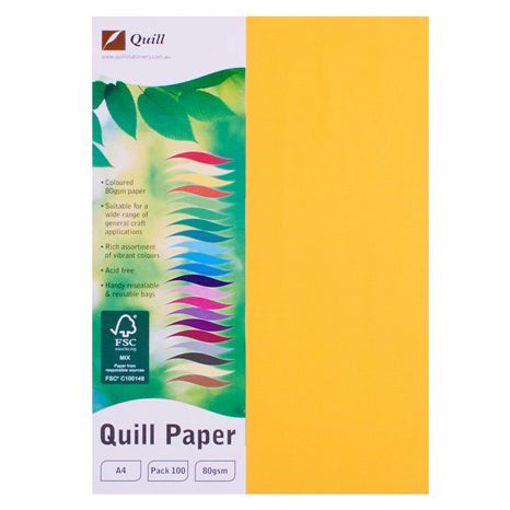 Quill Copy Paper A4 - 80GSM Sunshine Pack of 100