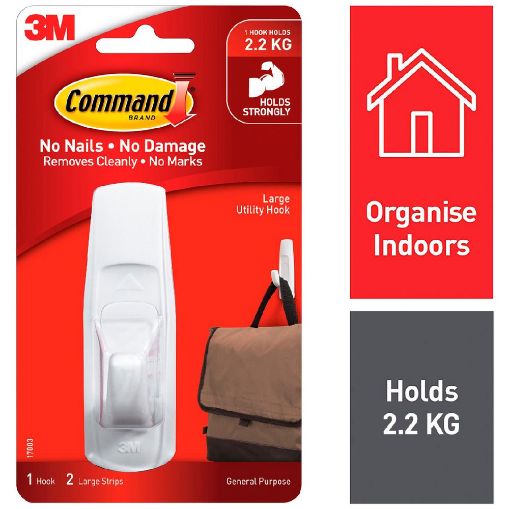 Command Large Utility Hook (1 Hook & 2 Strips)