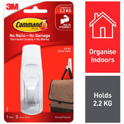 Command Large Utility Hook (1 Hook & 2 Strips)