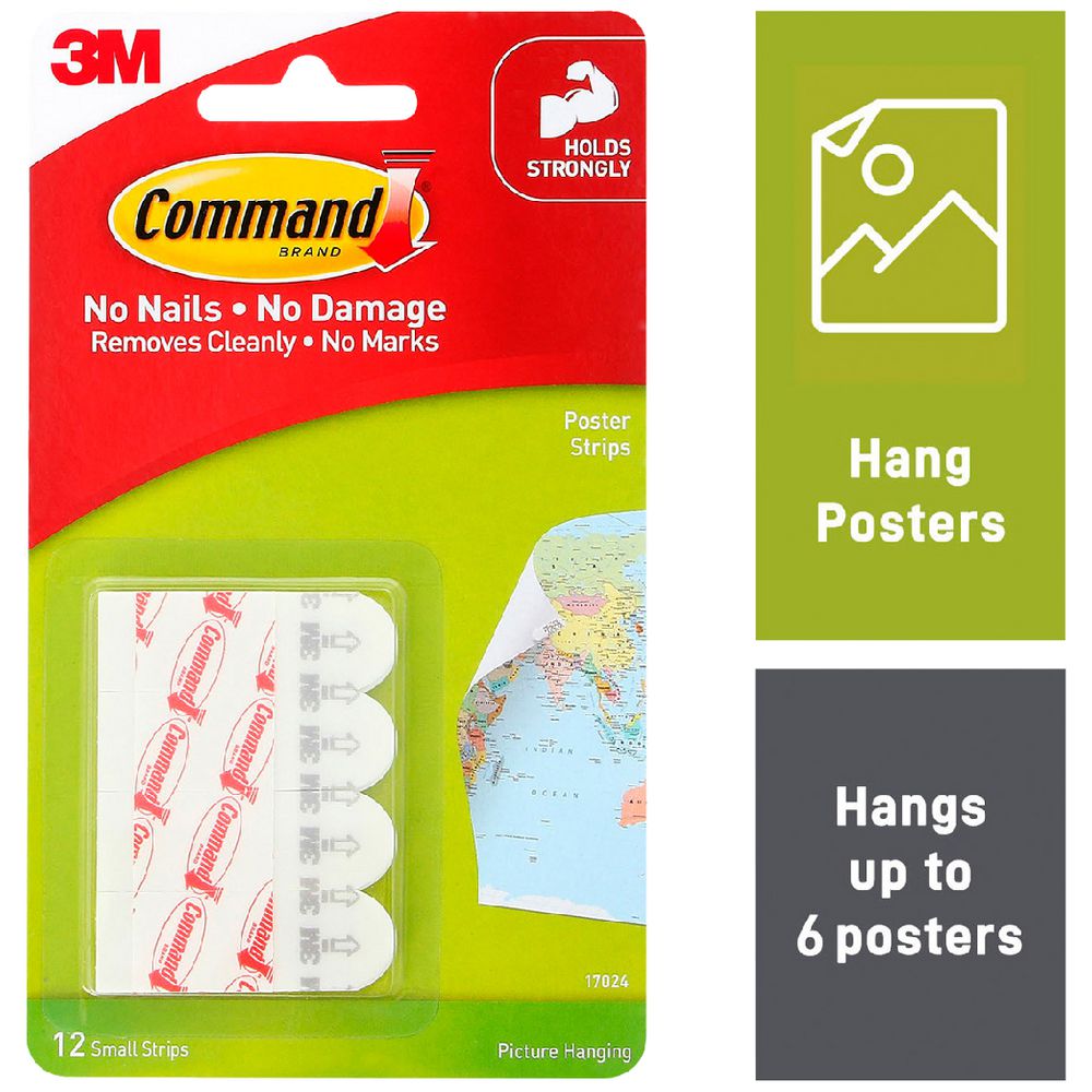 Command Adhesive Poster Strips — Pack of 12 (17024)