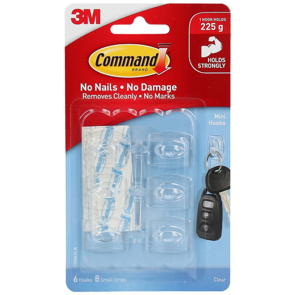 Command Small Clear Hooks — Pack of 6 (17006)