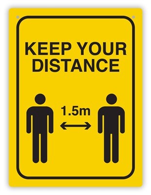Social Distance Wall Sign - Black & Yellow