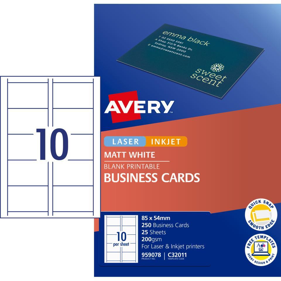 Avery Business Cards - A4 (250 Business Cards / 25 Sheets)