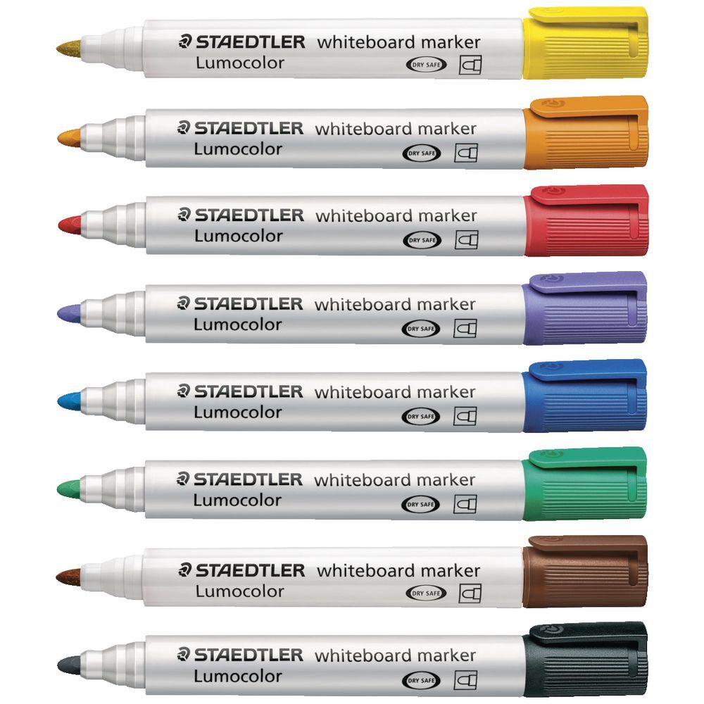 Staedtler Lumocolor Whiteboard Marker - Bullet: Assorted Colours (Pack of 8)