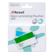 Rexel Badge Card Laminating Pouches 67 x 98mm 360 Micron (Pack of 50)