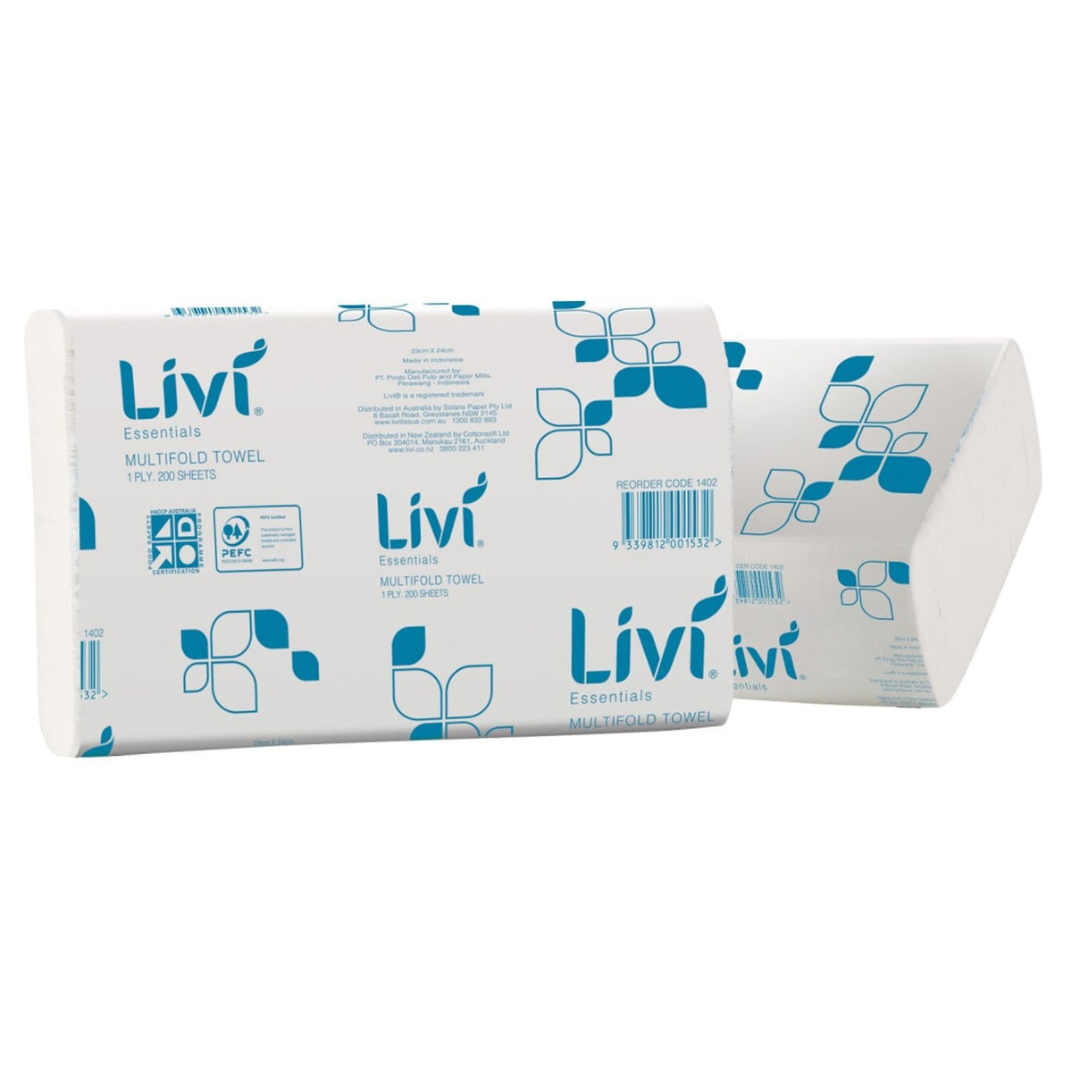 Livi Essentials Multifold Paper Towels 1 Ply 200 Sheets (Box of 20)