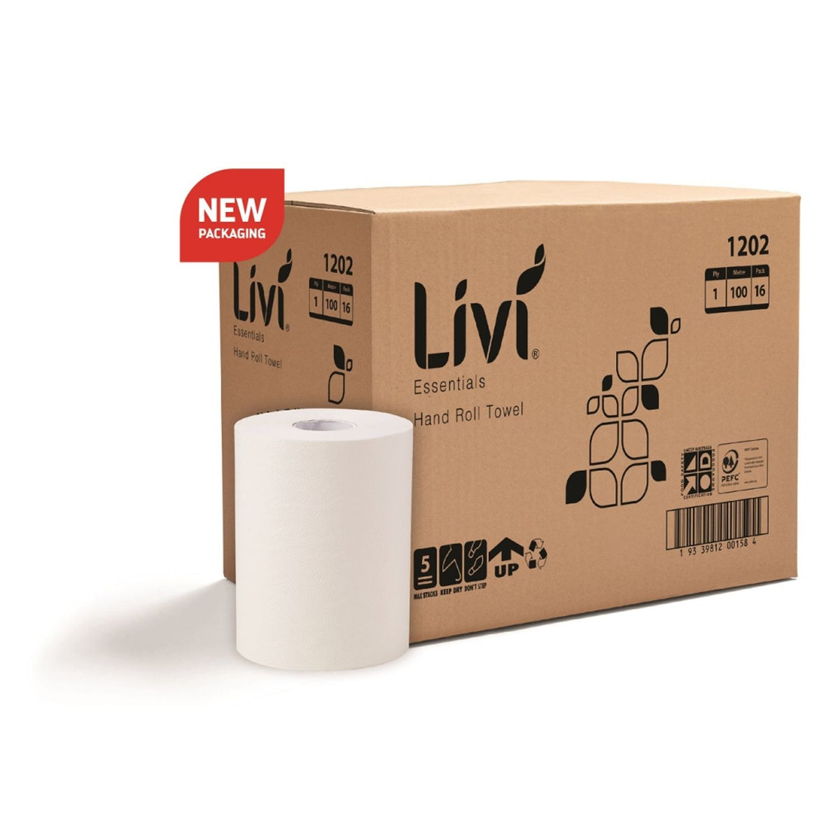 Livi Essentials Paper Towel Roll 1 Ply 100m (Box of 16)