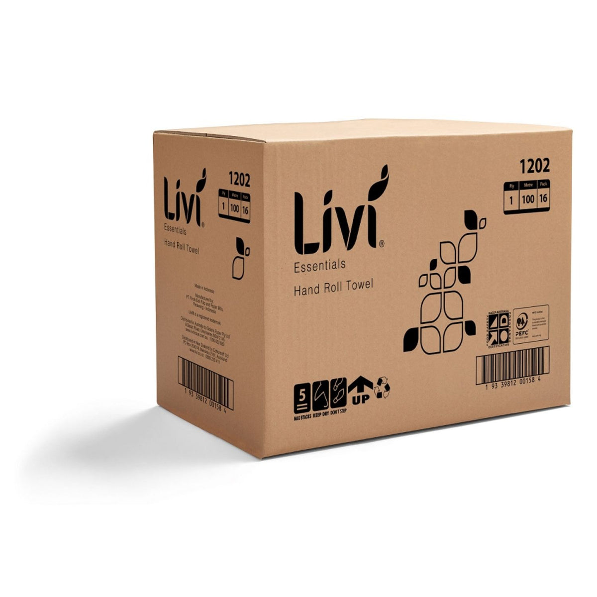 Livi Essentials Paper Towel Roll 1 Ply 100m (Box of 16) - view 3