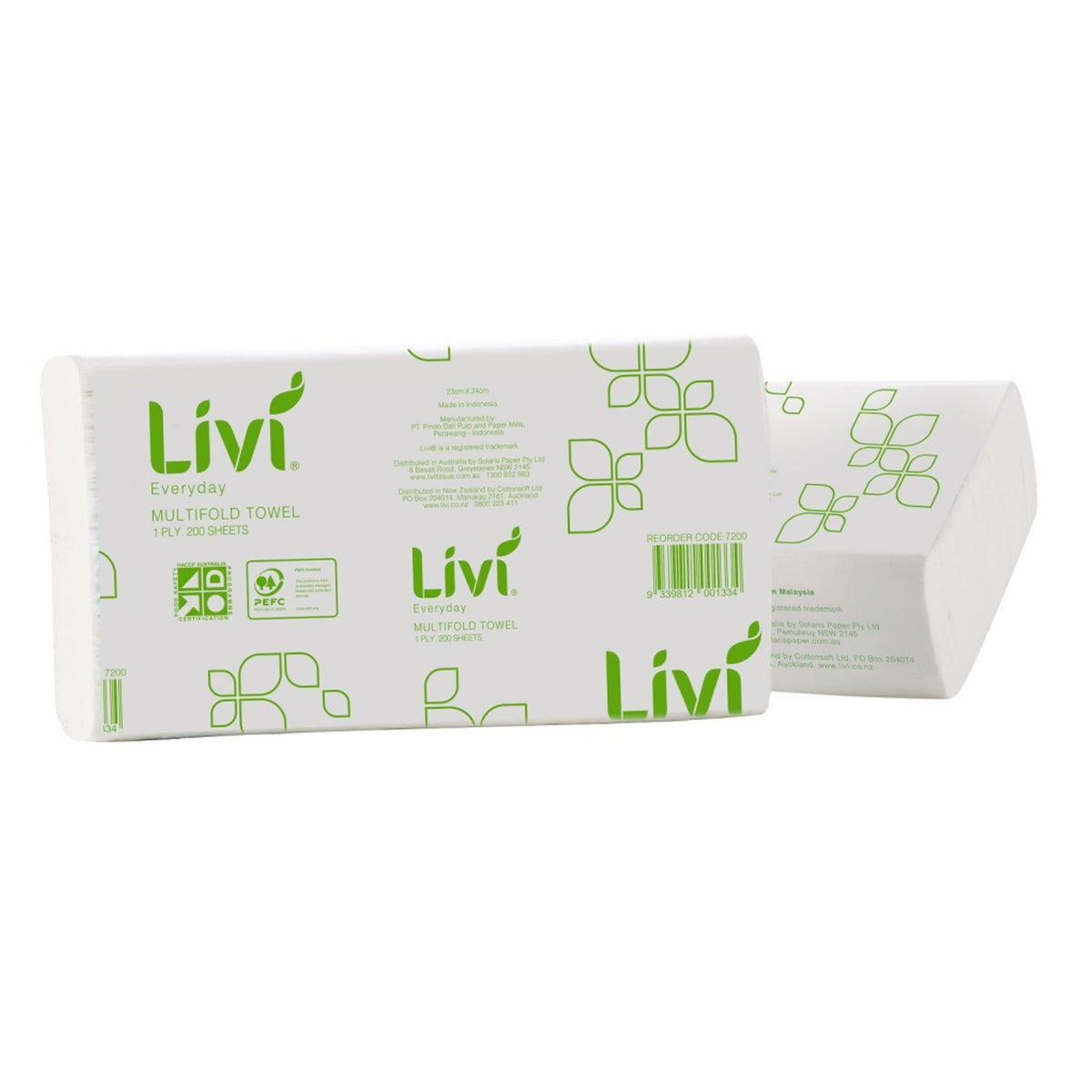 Livi Basics Multifold Paper Towels 1 Ply 200 Sheets (Box of 20)
