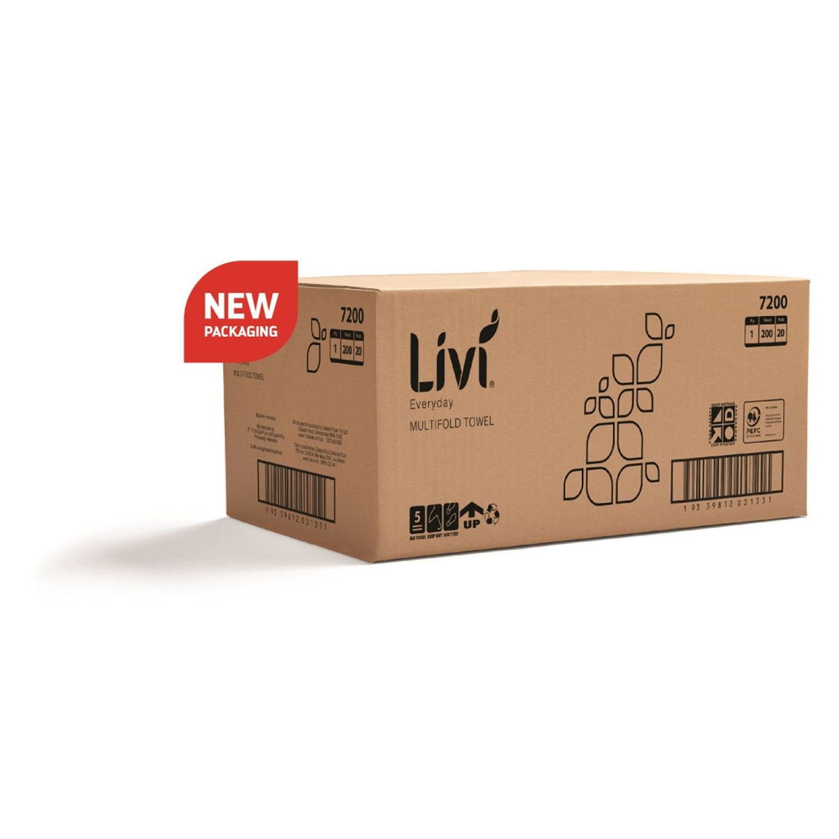 Livi Basics Multifold Paper Towels 1 Ply 200 Sheets (Box of 20) - view 2