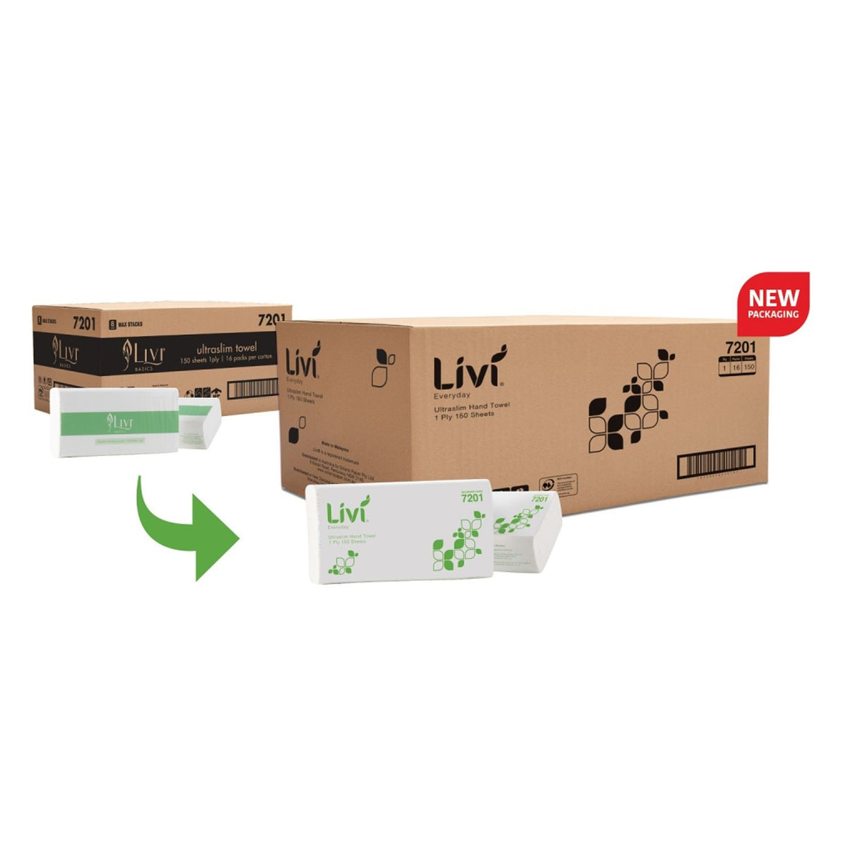 Livi Basics Ultraslim Paper Towels 1 Ply 150 Sheets (Box of 16) - view 2