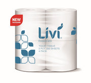 Livi Toilet Tissue 2 Ply 250 Sheets - Pack of 4 (Box of 12)