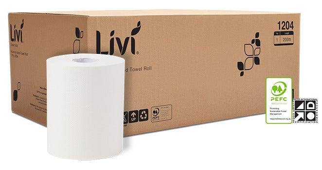 Livi Essentials Autocut Paper Towel Roll 1 Ply 200m (Box of 6)