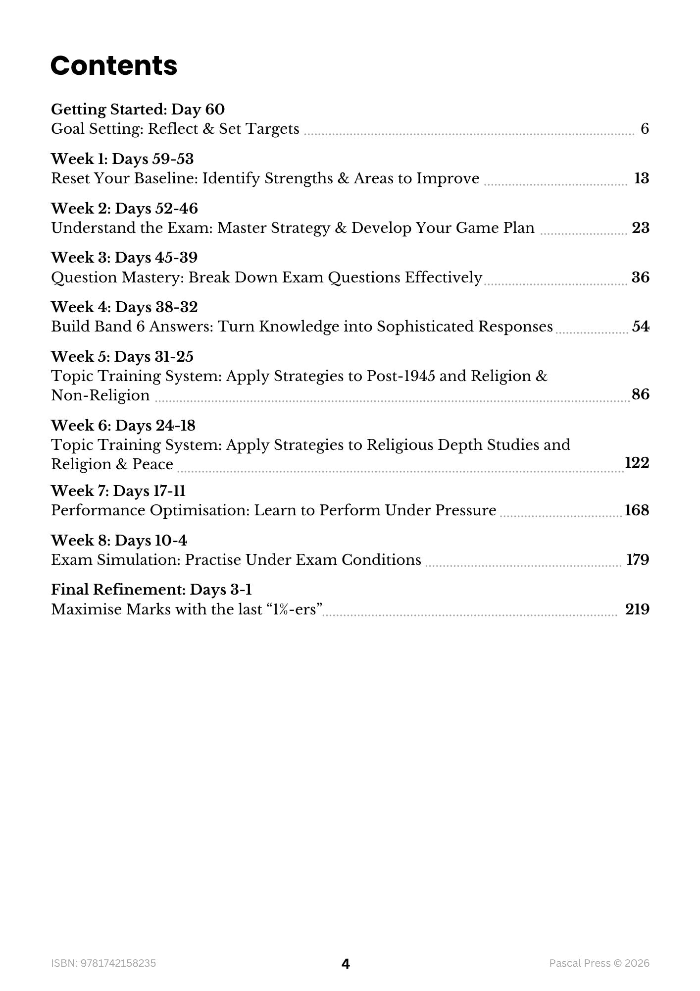 Excel 60 Days to Band 6 Studies of Religion II inside page 1 of 10