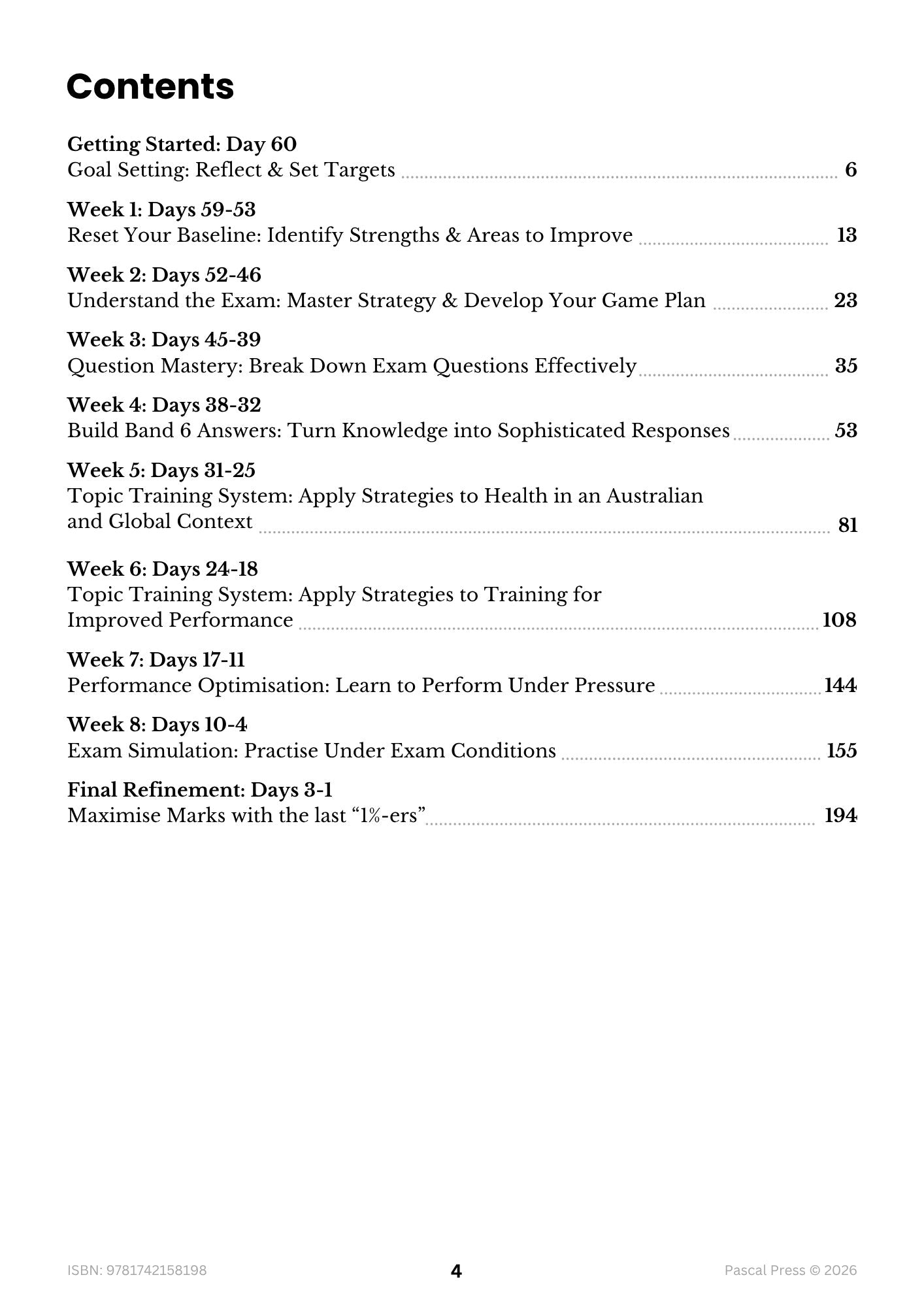 Excel 60 Days to Band 6 Health and Movement Science inside page 1 of 10