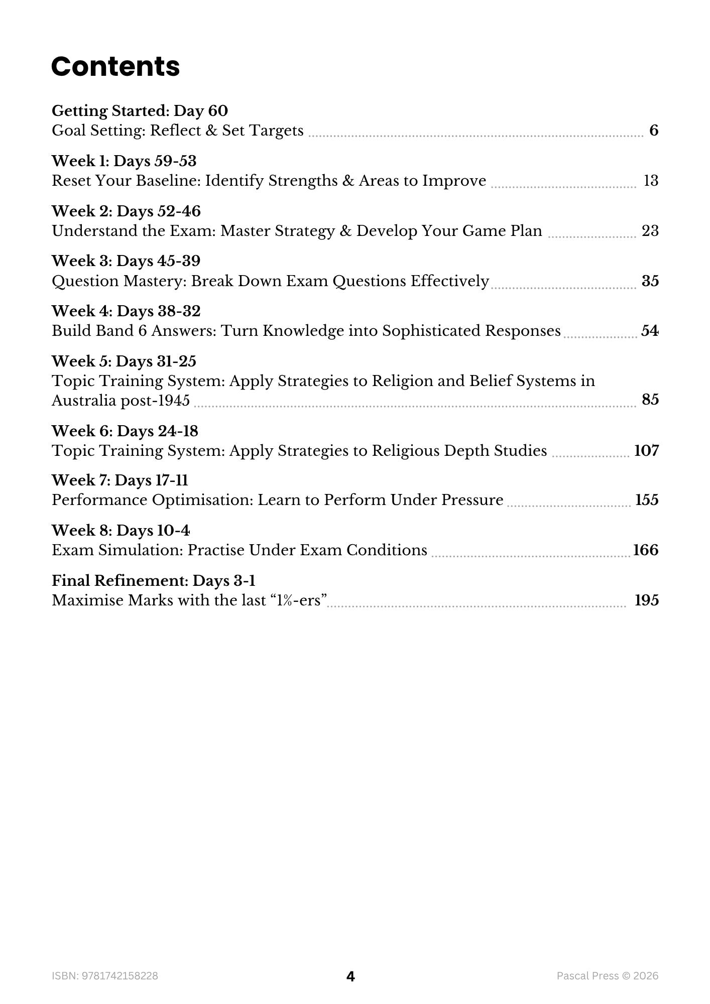 Excel 60 Days to Band 6 Studies of Religion I inside page 1 of 10
