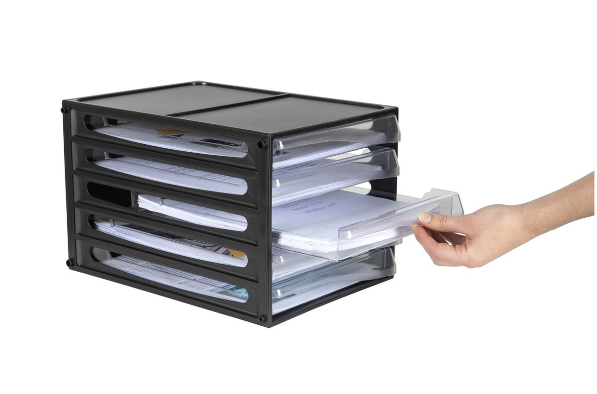 Esselte Desktop Filing Drawers A4 5D Black - view 3