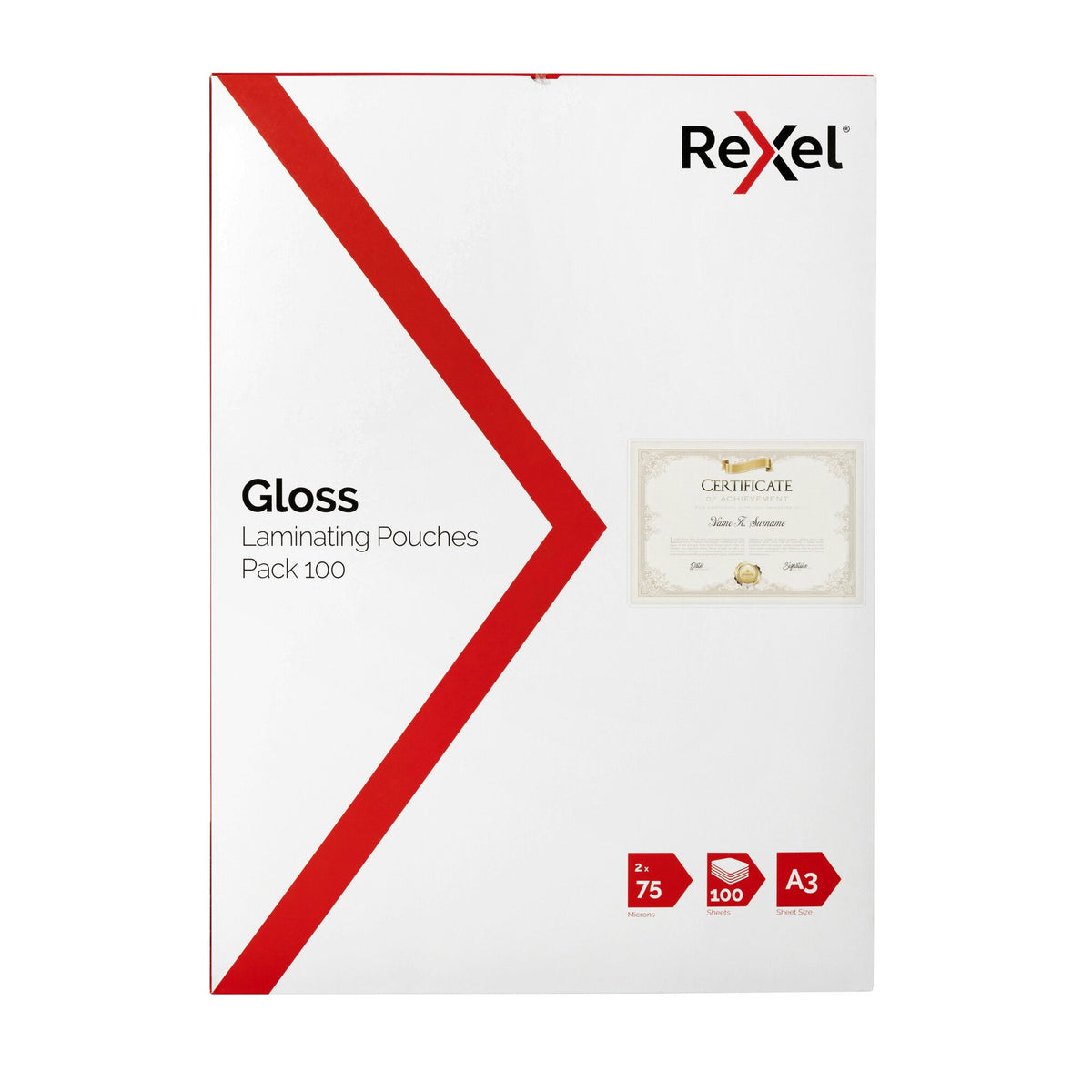 Laminating Pouch Rexel A3 75 Micron Clear (Pack of 100)