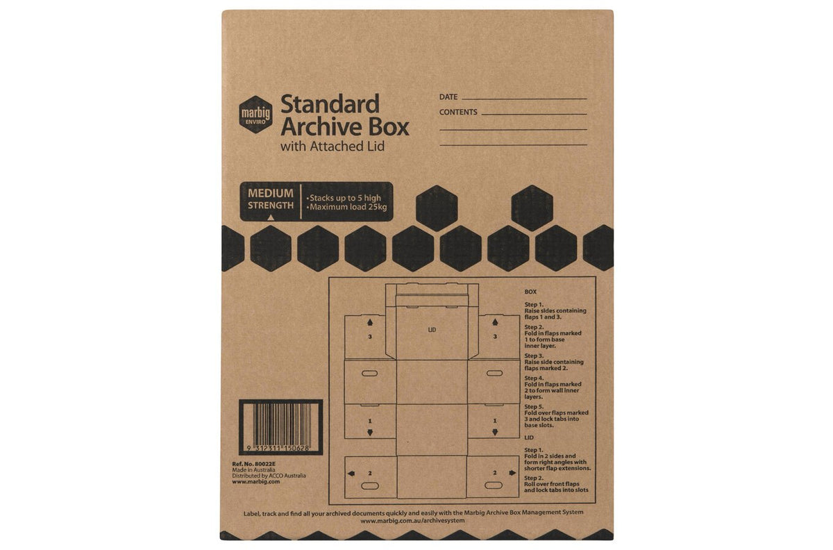Marbig Enviro Archive Box Attached Lid (5 Packs / 10 Total)