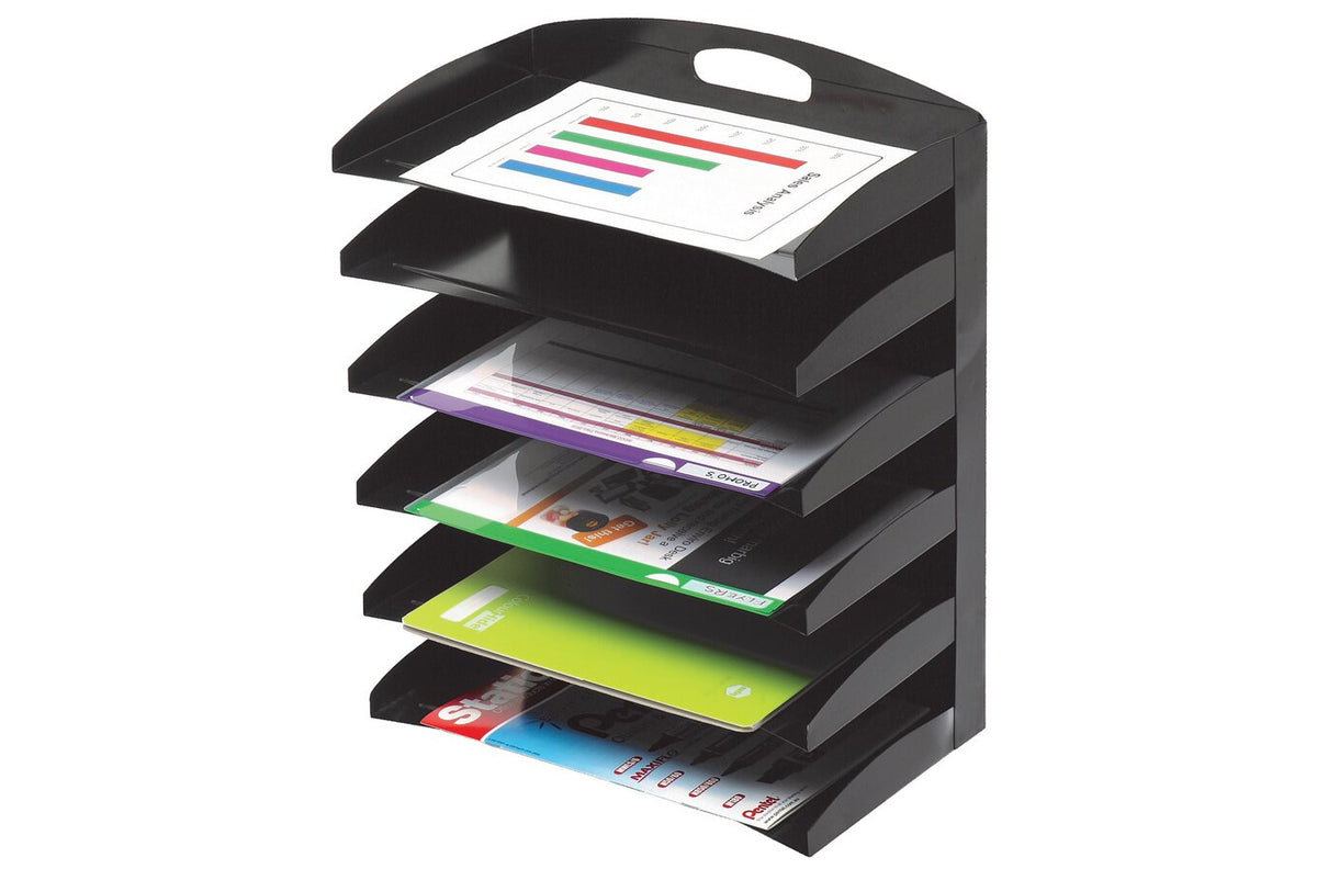 Marbig Organiser Desktop Metal 6 Tier Black