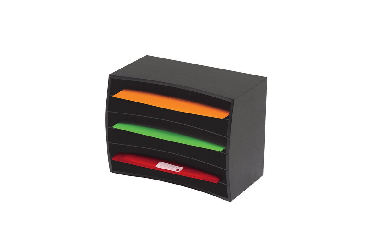 Marbig Desktop Organiser Wood 6 Tier Black