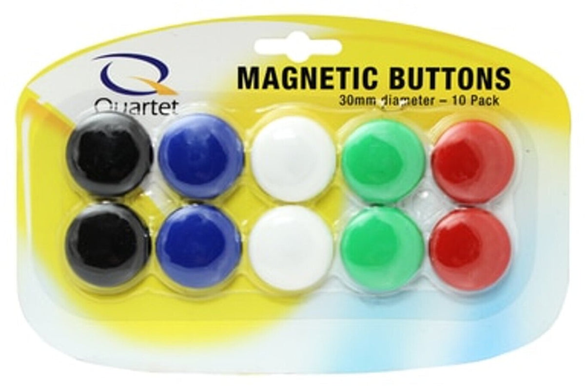 Quartet Magnet Buttons 30mm Assorted (5 Packs / 50 Total)