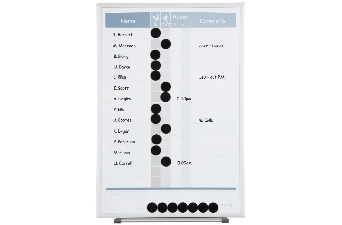 Quartet Planner Board Matrix In/Out 280 x 410mm