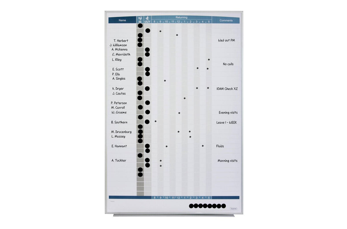 Quartet Planner Board Matrix In/Out 580 x 865mm