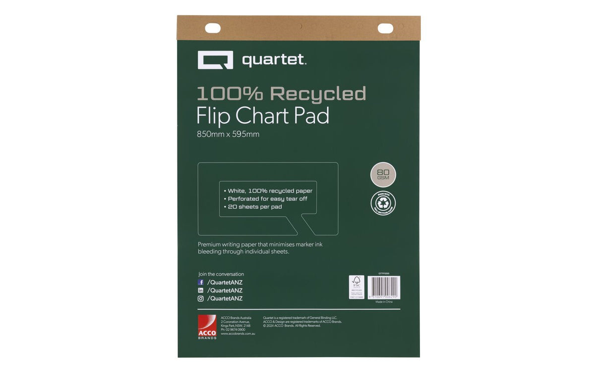 Quartet Flipchart Pad 20 Sheets Recycled (Pack of 4)