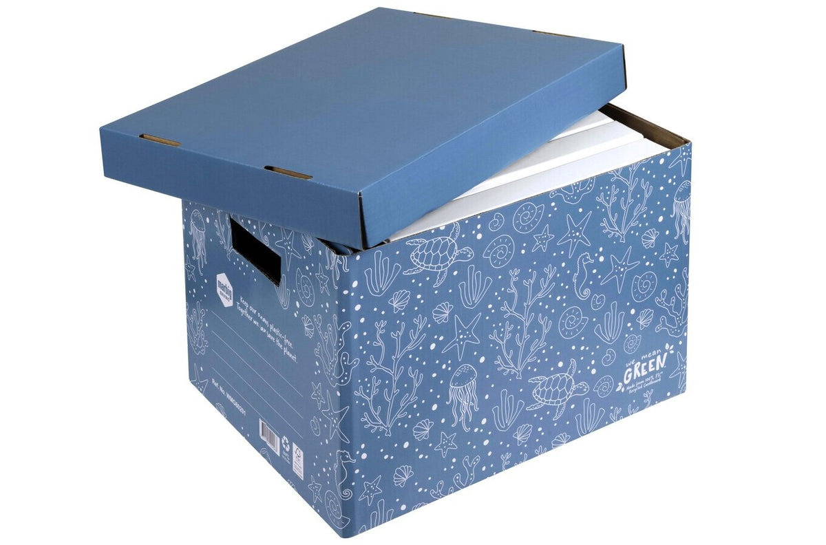 Marbig Enviro "we Mean Green" Archive Box Sea Blue (Pack of 4)