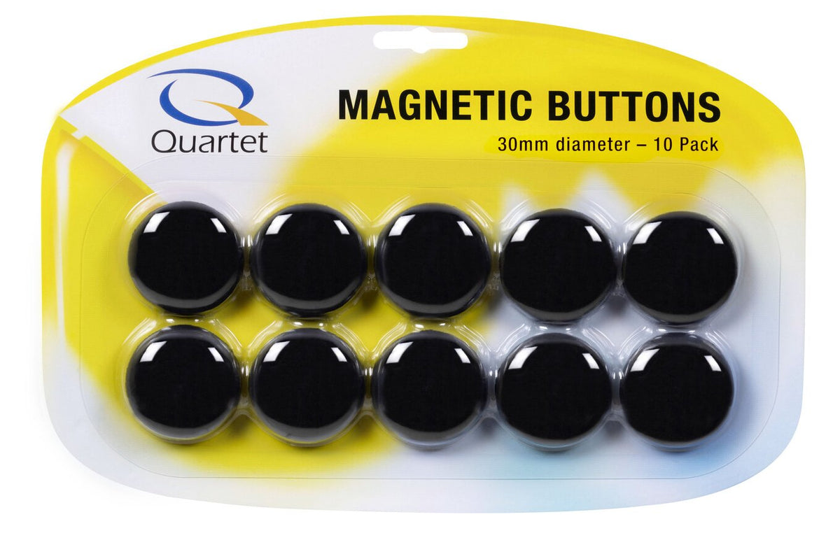 Quartet Magnet Buttons 30mm Black (5 Packs / 50 Total)