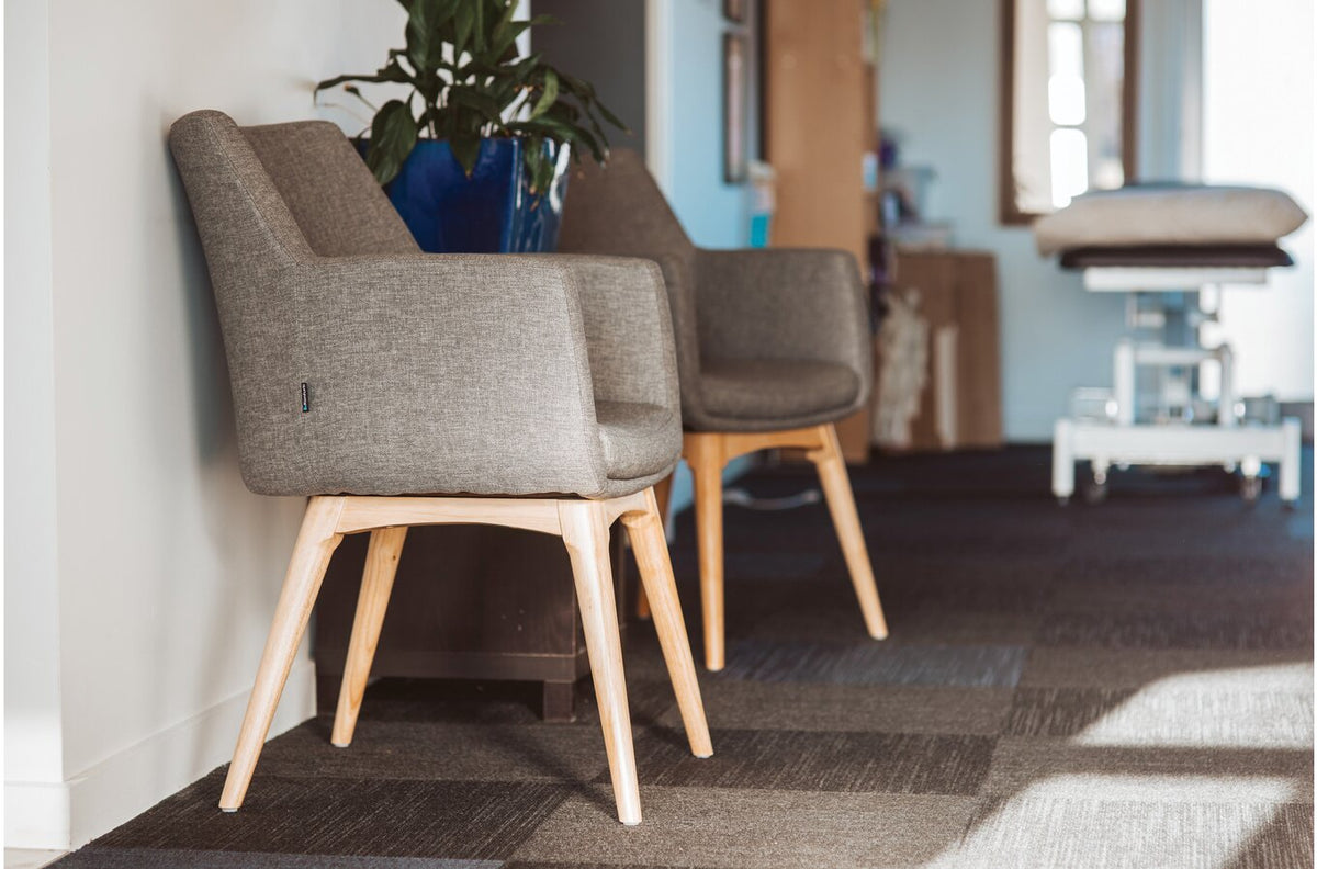 Konfurb Hady Chair, Keylargo Ash Fabric - 4 Leg Wood Base - view 5