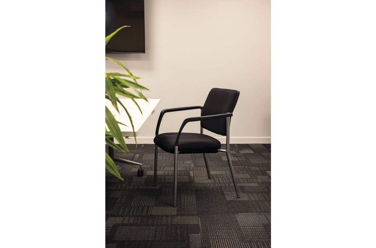 Buro Lindis 4 Leg Reflective Silver Frame, with Arms, Black Fabric - view 3