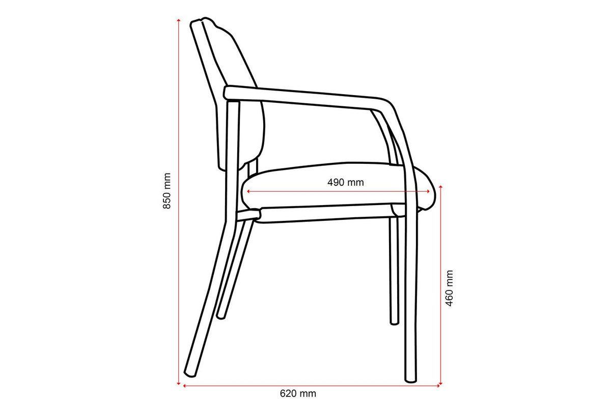 Buro Lindis 4 Leg Reflective Silver Frame, with Arms, Black Fabric - view 5